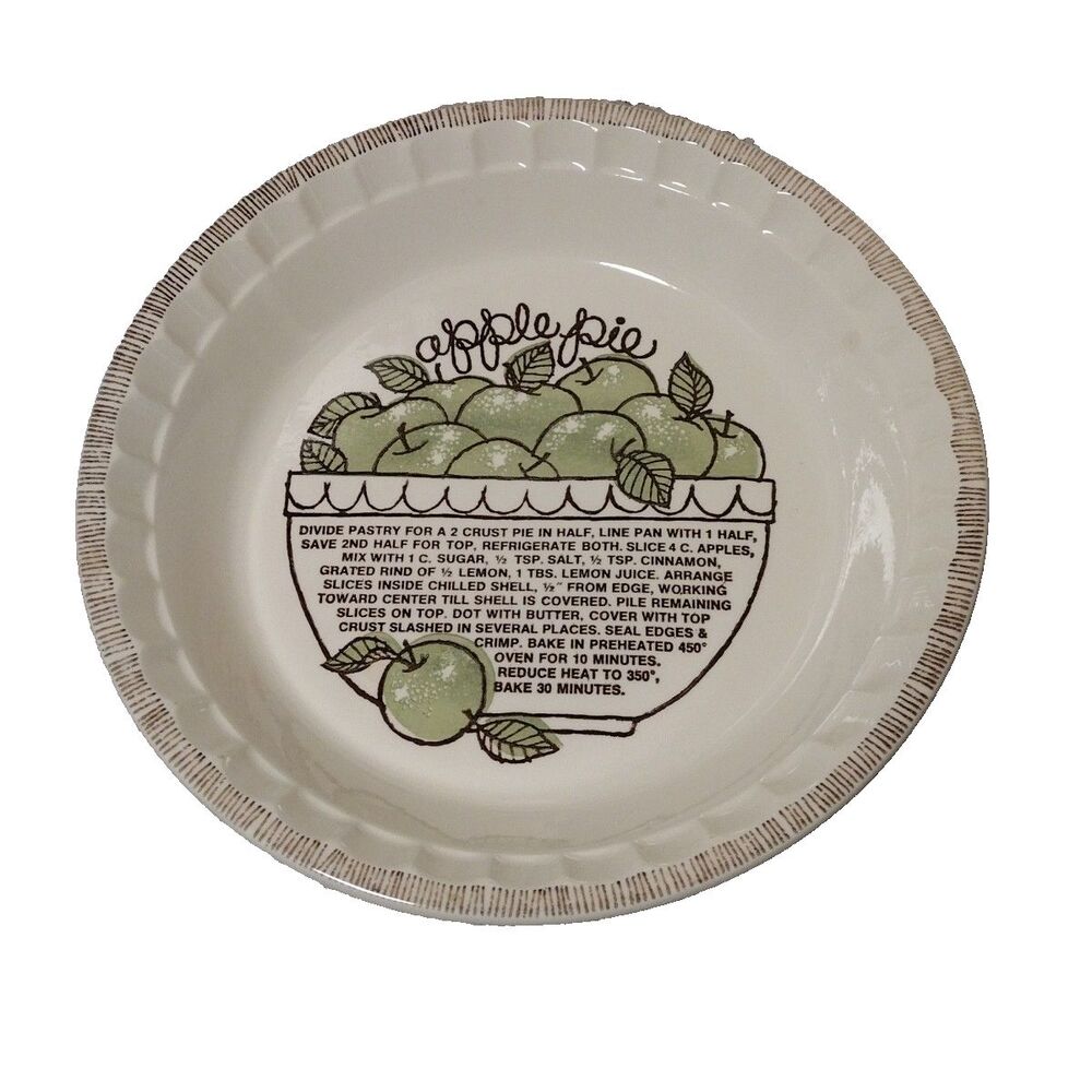 Royal China Company 11" Apple Pie Deep Dish Baking Plate Recipe USA Discontinued